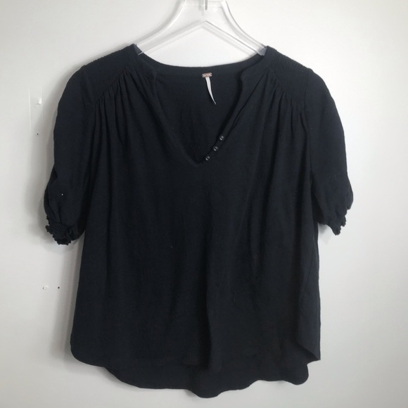 Free People Fever Dream T-Shirt Black size xs 1434 - Picture 1 of 3
